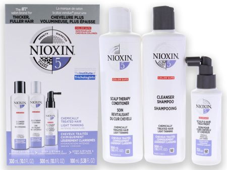 Nioxin System 5 Kit by Nioxin for Unisex - 3 Pc 10.1oz Cleanser Shampoo, 10.1oz Scalp Therapy Conditioner, 3.38oz Scalp and Hair Treatment For Sale