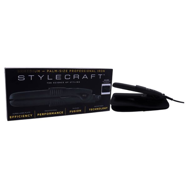 StyleCraft Shmedium Palm-Size Professional Iron Straightener - SCSH58M Black by StyleCraft for Unisex - 1 Pc Flat Iron Discount