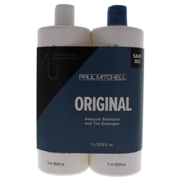 Paul Mitchell Original Set by Paul Mitchell for Unisex - 2 Pc 33.8oz Awapuhi Shampoo, 33.8oz Detangler For Discount