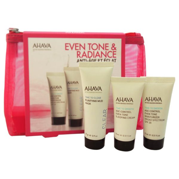 Ahava Even Tone & Radiance by Ahava for Unisex - 3 Pc Kit 0.51oz Even Tone Sleeping Cream, 0.9oz Purifying Mud Mask, 0.51oz Even Tone Moisturizer Broad Spectrum SPF 20 Online Sale