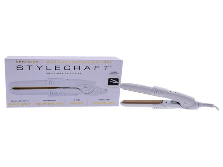 StyleCraft Shmedium Palm-Size Professional Iron Straightener - SCSH58W White by StyleCraft for Unisex - 1 Pc Flat Iron Fashion