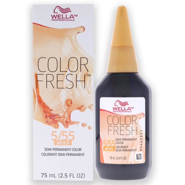 Wella Color Fresh Semi-Permanent Color - 5 55 Light Brown-Intense Red Violet by Wella for Unisex - 2.5 oz Hair Color For Cheap