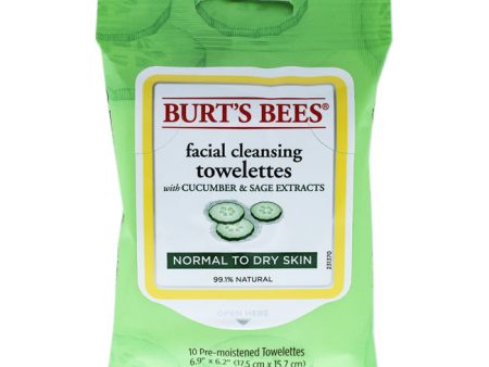 Burts Bees Facial Cleansing Towelettes - Cucumber and Sage by Burts Bees for Unisex - 10 Count Towelettes Hot on Sale