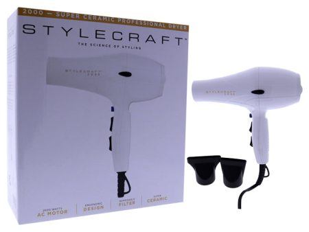 StyleCraft 2000 Super Ceramic Dryer - White by StyleCraft for Unisex - 1 Pc Hair Dryer Hot on Sale