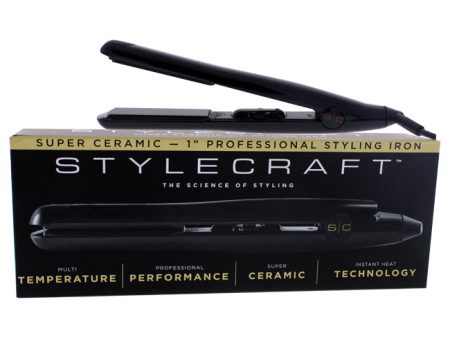 StyleCraft Super Ceramic Styling Iron - SCSC1 Black by StyleCraft for Unisex - 1 Inch Flat Iron Online Sale