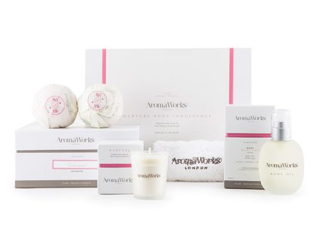 Aromaworks Nurture Body Indulgence Set by Aromaworks for Unisex - 5 Pc Set 3.4oz Body Oil, 2.6oz Candle, 2Pcs Duo AromaBomb, White Aromaworks Flannel Online Sale