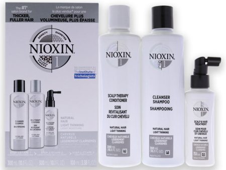 Nioxin System 1 Kit by Nioxin for Unisex - 3 Pc 10.1oz Cleanser Shampoo, 10.1 oz Scalp Therapy Conditioner, 3.38oz Scalp and Hair Treatment Online now