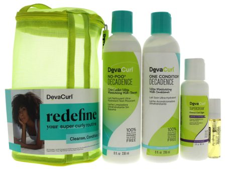 DevaCurl Spring Super Curly Kit by DevaCurl for Unisex - 4 Pc 8oz No Poo Decadence, 8oz One Condition Decadence, 3oz Super Cream, 0.17oz High Shine Online Hot Sale