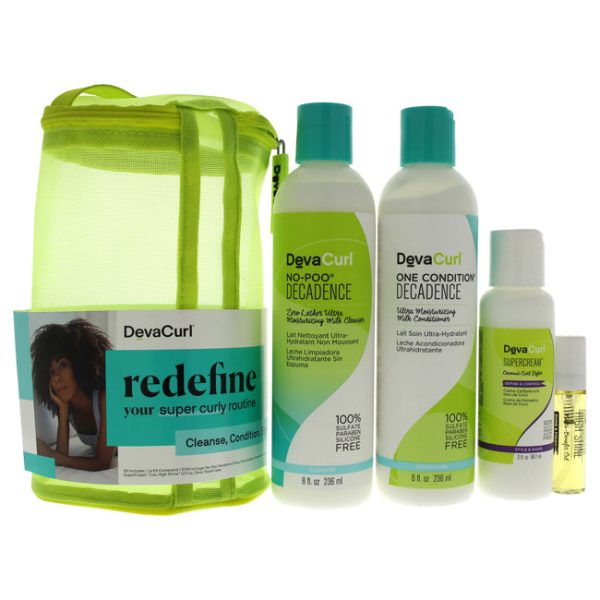 DevaCurl Spring Super Curly Kit by DevaCurl for Unisex - 4 Pc 8oz No Poo Decadence, 8oz One Condition Decadence, 3oz Super Cream, 0.17oz High Shine Online Hot Sale