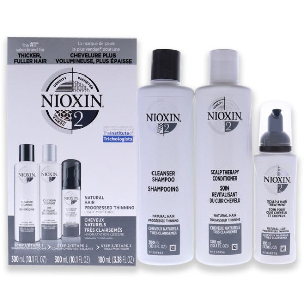 Nioxin System 2 Kit by Nioxin for Unisex - 3 Pc 10.1oz Cleanser Shampoo, 10.1 oz Scalp Therapy Conditioner, 3.38oz Scalp and Hair Treatment Online Hot Sale