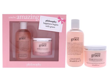 Philosophy Youre Amazing by Philosophy for Women - 2 Pc Set 8oz Shampoo, Bath and Shower Gel Amazing Grace, 4oz Whipped Body Creme Amazing Grace Sale