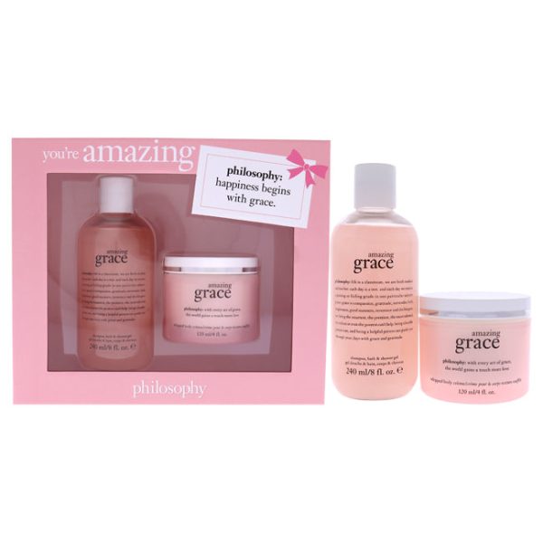 Philosophy Youre Amazing by Philosophy for Women - 2 Pc Set 8oz Shampoo, Bath and Shower Gel Amazing Grace, 4oz Whipped Body Creme Amazing Grace Sale